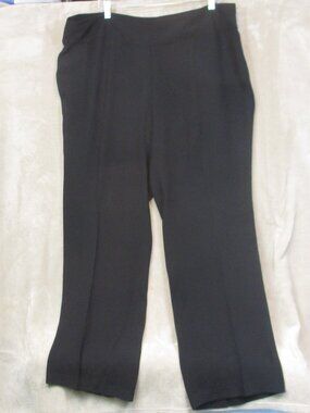 Eileen Fisher Pants 100% Silk Pull On Womens 1X Wide Leg Black Crepe Size Zip